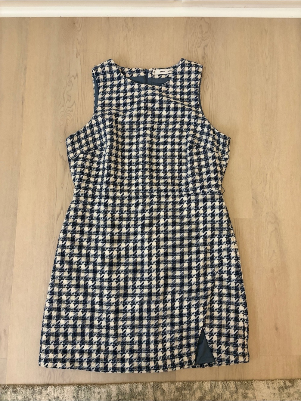 NWOT Mango Classic Navy and White Tweed Dress